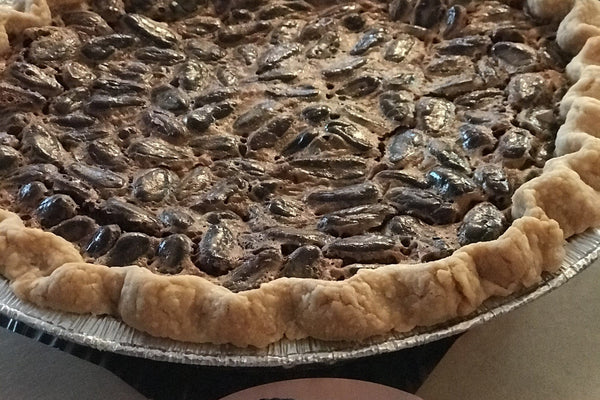 Dark Chocolatey Pecan Pie Made with Whole Cocoa Beans, without Corn Syrup
