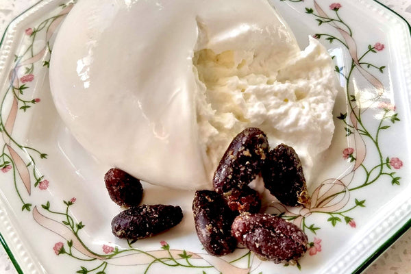 Burrata Cheese Paired with Sweet Herb Cacao Beans