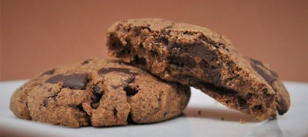 Dark Chocolate Peanut Butter Cup Cookie with rich flavor, fudgy texture - recipe using organic, fair trade cocoa and ingredients